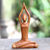 Wood sculpture, 'To the Sky' - Hand Carved Yoga Sitting Pose Suar Wood Sculpture thumbail