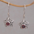 Garnet dangle earrings, 'Stellar Sparkle' - Star-Shaped Garnet Dangle Earrings from Bali (image 2) thumbail