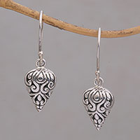 Sterling silver dangle earrings, 'Pointed Vines' - Pointed Sterling Silver Dangle Earrings Crafted in Bali