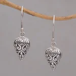 Sterling silver dangle earrings, 'Pointed Vines' - Pointed Sterling Silver Dangle Earrings Crafted in Bali