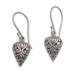 Sterling silver dangle earrings, 'Pointed Vines' - Pointed Sterling Silver Dangle Earrings Crafted in Bali