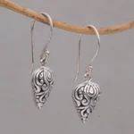 Sterling silver dangle earrings, 'Pointed Vines' - Pointed Sterling Silver Dangle Earrings Crafted in Bali