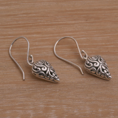 Sterling silver dangle earrings, 'Pointed Vines' - Pointed Sterling Silver Dangle Earrings Crafted in Bali