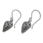 Sterling silver dangle earrings, 'Pointed Vines' - Pointed Sterling Silver Dangle Earrings Crafted in Bali