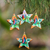 Wood ornaments, 'Sunset Butterflies' (set of 4) - 4 Hand Painted Balinese Star Ornaments with Butterflies (image 2) thumbail