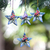 Wood ornaments, 'Birds of the Islands' (set of 4) - Hand Painted Balinese Star Ornaments (Set of 4) (image 2) thumbail
