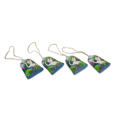 Weihnachtsschmuck aus Holz, „Heron Lake“ (4er-Set) – Handgefertigter Reiher bei Lakeside Holiday Ornaments (4er-Set)