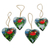 Wood ornaments, 'Birds in My Heart' (set of 4) - 4 Hand Painted Heart Ornaments with Scarlet Macaws thumbail