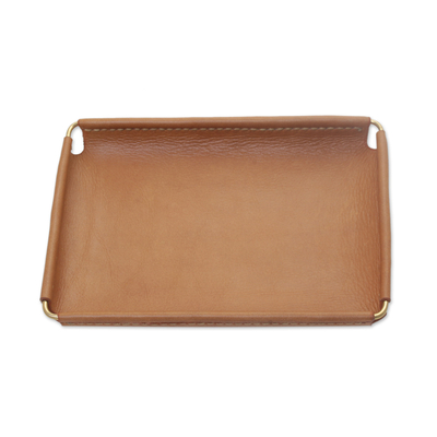 Javanese Handcrafted 7.25 Inch Caramel Leather Catchall