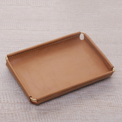 Conjunto de cuero, (7,25 pulgadas) - Cajón de cuero color caramelo de 7,25 pulgadas hecho a mano en Java