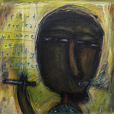 'Lonely Painter' - Signed Modern Painting of an Artist from Java