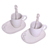 Juego de taza y plato de cerámica, (6 piezas) - Par de tazas, cucharas y platillos de cerámica blanca (juego de 6 piezas)