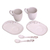 Keramiktassen- und Untertassen-Set, (6-teilig) - Paar Tassen, Löffel und Untertassen aus weißer Keramik (6-teiliges Set)