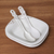 Ceramic bowls and spoons, 'Keraton Vessel in White' (pair) - White Ceramic Pair of Bowls and Spoons (4-Piece Set)