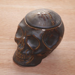 Ceramic decorative jar, 'Trunyan Keeper' - Ceramic Skull Decorative Jar