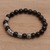 Onyx beaded stretch bracelet, 'Contemplate in Black' - Onyx Beaded Stretch Bracelet with Sterling Silver Beads (image 2b) thumbail