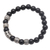 Onyx beaded stretch bracelet, 'Contemplate in Black' - Onyx Beaded Stretch Bracelet with Sterling Silver Beads (image 2c) thumbail