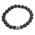 Lava stone beaded stretch bracelet, 'Full Circle in Black' - Lava Stone and Sterling Silver Beaded Stretch Bracelet