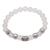 Quartz beaded stretch bracelet, 'Contemplate in Frost' - Quartz with Sterling Silver Beaded Stretch Bracelet