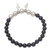 Onyx-Perlen-Stretch-Armband - Onyx-Perlen-Stretch-Armband mit Flügeln aus Sterlingsilber