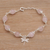 Rose quartz beaded charm bracelet, 'Moonlight Dragonfly in Rose' - Rose Quartz Bead Charm Bracelet Sterling Silver Dragonfly thumbail