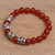 Carnelian beaded stretch bracelet, 'Jepun Sunset' - Carnelian Beaded Stretch Bracelet with Sterling Silver Beads (image 2b) thumbail