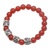 Carnelian beaded stretch bracelet, 'Jepun Sunset' - Carnelian Beaded Stretch Bracelet with Sterling Silver Beads (image 2c) thumbail