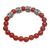 Carnelian beaded stretch bracelet, 'Jepun Sunset' - Carnelian Beaded Stretch Bracelet with Sterling Silver Beads (image 2e) thumbail