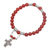 Carnelian beaded stretch charm bracelet, 'Sunset Cross' - Carnelian Beaded Stretch Bracelet with Sterling Silver Cross (image 2c) thumbail
