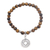Tiger's eye beaded stretch charm bracelet, 'Ancient Luck in Brown' - Tiger's Eye Beaded Stretch Bracelet with Pis Bolong Coin (image 2a) thumbail