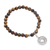 Tiger's eye beaded stretch charm bracelet, 'Ancient Luck in Brown' - Tiger's Eye Beaded Stretch Bracelet with Pis Bolong Coin (image 2c) thumbail