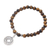 Tiger's eye beaded stretch charm bracelet, 'Ancient Luck in Brown' - Tiger's Eye Beaded Stretch Bracelet with Pis Bolong Coin (image 2d) thumbail