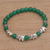 Quartz beaded stretch bracelet, 'Elephant Cavalcade in Green' - Green Quartz Beaded Bracelet with Sterling Silver Elephants thumbail