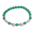 Quartz beaded stretch bracelet, 'Elephant Cavalcade in Green' - Green Quartz Beaded Bracelet with Sterling Silver Elephants (image 2a) thumbail
