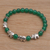 Quartz beaded stretch bracelet, 'Elephant Cavalcade in Green' - Green Quartz Beaded Bracelet with Sterling Silver Elephants (image 2b) thumbail