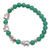 Quartz beaded stretch bracelet, 'Elephant Cavalcade in Green' - Green Quartz Beaded Bracelet with Sterling Silver Elephants (image 2c) thumbail