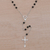 Onyx rosary, 'Solemn Prayer' - Handmade Black Onyx and Sterling Silver Rosary Y-Necklace (image 2) thumbail
