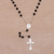Lava stone rosary, 'Blessed Mary' - Handmade Lava Stone and Sterling Silver Rosary Y-Necklace (image 2) thumbail