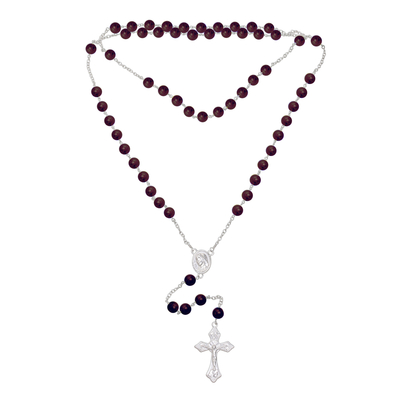 rosario de amatista - Rosario en Y hecho a mano con amatista y plata esterlina