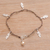 Cultured pearl charm bracelet, 'Feathered Bliss in Brown' - Handmade 925 Sterling Silver Cultured Pearl Charm Bracelet (image 2) thumbail
