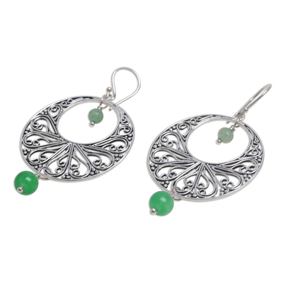 Green quartz dangle earrings, 'Ballroom Dance' - Handmade 925 Sterling Silver Green Quartz Dangle Earrings
