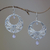 Rose quartz dangle earrings, 'Ballroom Dance' - Handmade 925 Sterling Silver Rose Quartz Dangle Earrings (image 2b) thumbail