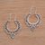 Sterling silver hoop earrings, 'Fanciful' - Sterling Silver Ornate Hoop Earrings (image 2) thumbail