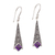 Amethyst dangle earrings, 'Sanguine' - Kite Shaped Amethyst and Sterling Silver Dangle Earrings