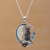 Garnet and bone pendant necklace, 'Owl's Night' - Handmade 925 Sterling Silver Garnet Owl Pendant Necklace (image 2) thumbail
