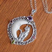 Colgante de gato de plata, collar de gato, plata de ley, hecho a mano,  joyería de gatito, regalos para los amantes de los gatos, gatitos, gatitos,  joyería animal -  México