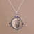 Multi-gemstone pendant necklace, 'Kitty's Night' - Handmade 925 Sterling Silver Garnet Cat Pendant Necklace