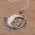 Multi-gemstone pendant necklace, 'Kitty's Night' - Handmade 925 Sterling Silver Garnet Cat Pendant Necklace