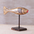 Wood statuette, 'Lone Swimmer' - Hand Carved Albesia Wood Fish Statuette from Bali thumbail