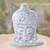 Wood statuette, 'Restful Buddha' - Hand Carved Albesia Wood Buddha Head Statuette from Bali